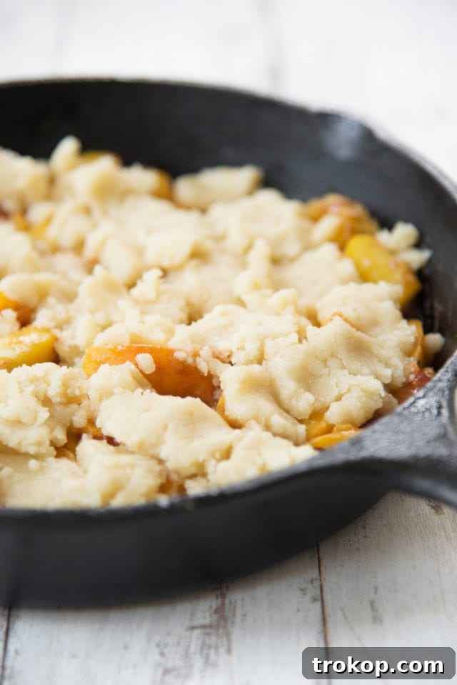 Rustic Skillet Peach Cobbler 5 Skillet Peach Cobbler Recipe by Ashley Rose of Sugar & Cloth, a top lifestyle blog in Houston, Texas