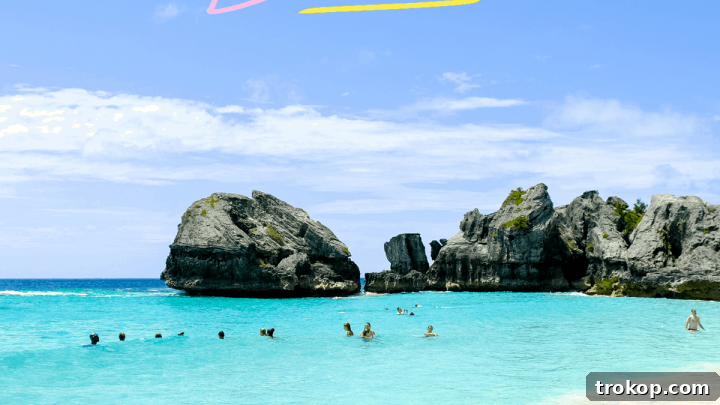 Colorful buildings and tropical foliage in Hamilton, Bermuda