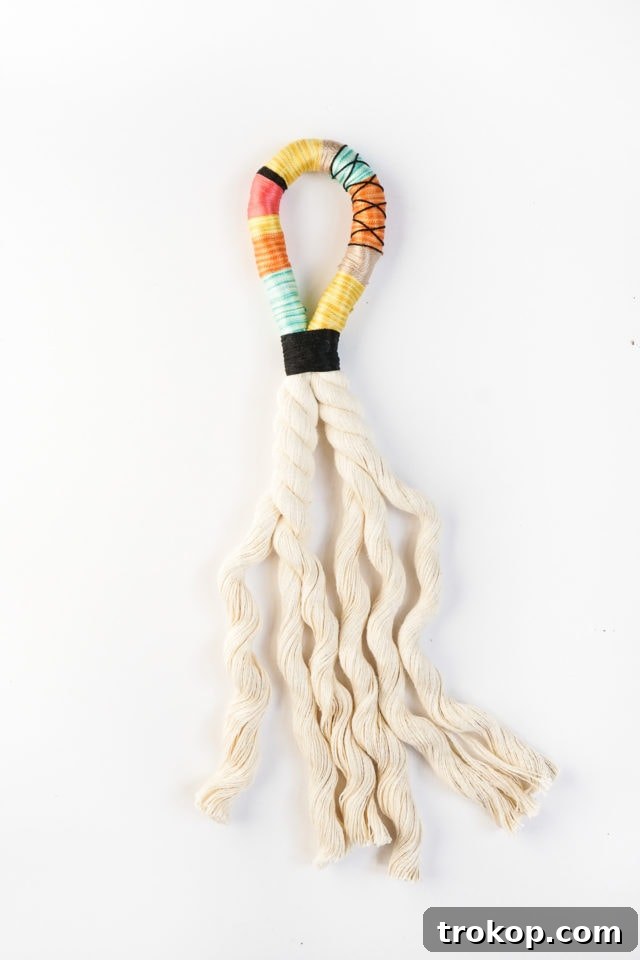 Step 6: Adding criss-cross embellishment to the DIY door tassel