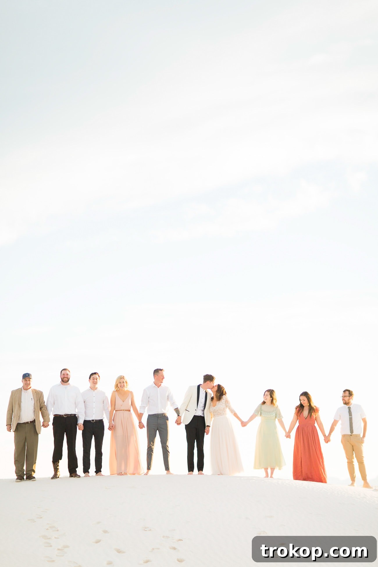 Couple embracing during their intimate elopement in White Sands, New Mexico