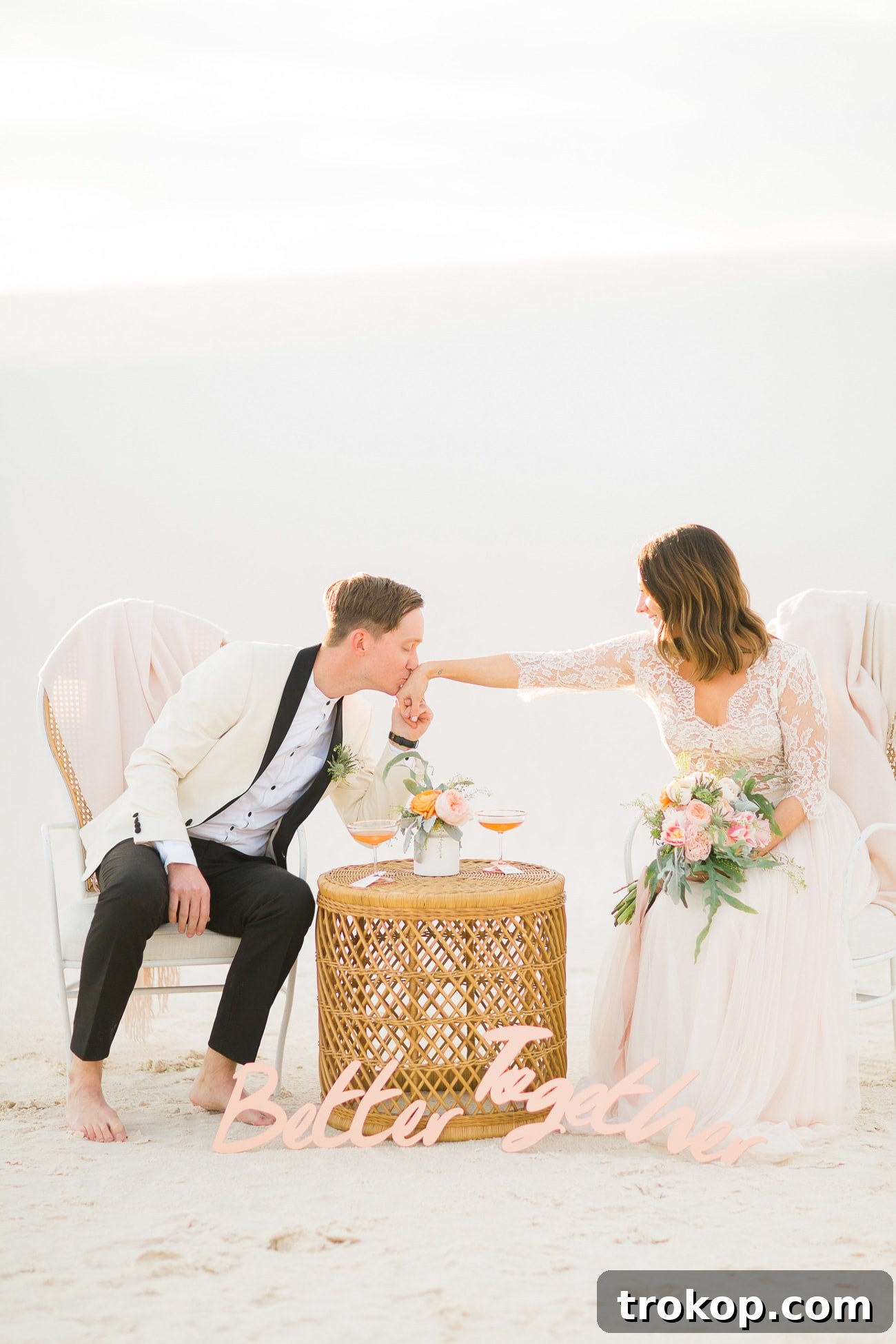 Wedding guests gather for the White Sands elopement ceremony