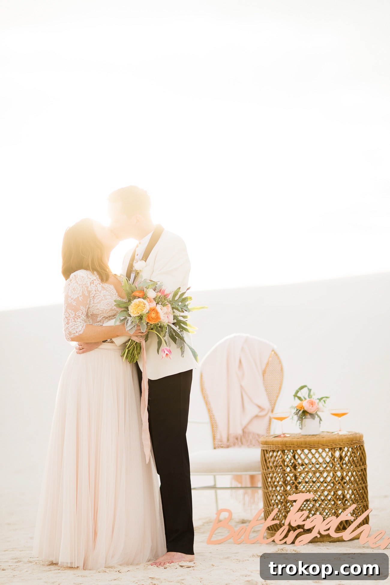 Groom's excited reaction during their White Sands elopement