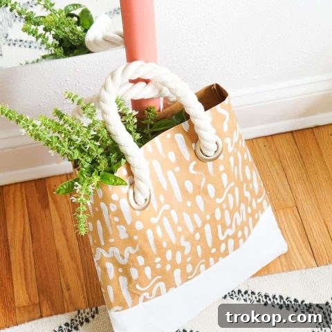 Finished DIY Paper Leather Tote Bag