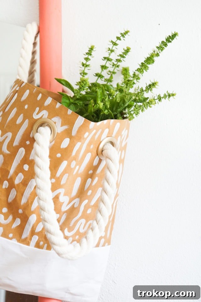 DIY Pattern Paper Leather Tote by Ashley Rose of Sugar & Cloth, a top lifestyle blog in Houston, Texas