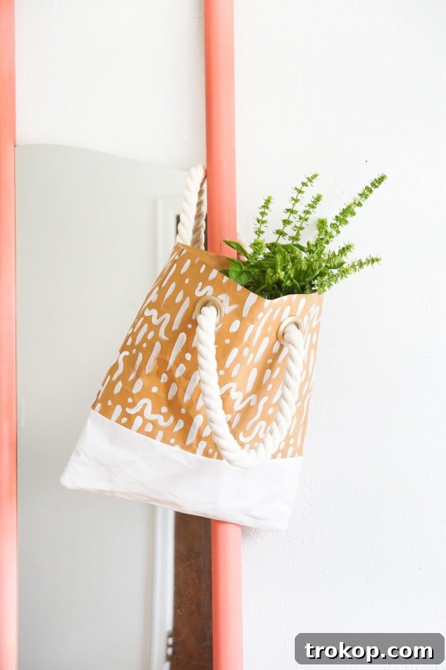 DIY Pattern Paper Leather Tote by Ashley Rose of Sugar & Cloth, a top lifestyle blog in Houston, Texas