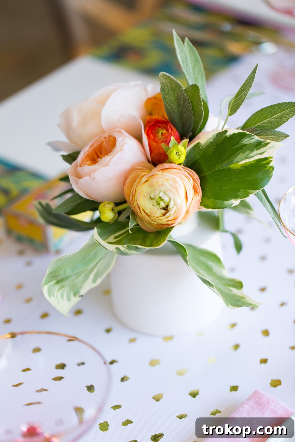 Round Top Blogger Retreat: A Pastel Poolside Brunch by top Houston lifestyle blogger Ashley Rose of Sugar and Cloth featuring elegant table settings with gold accents.