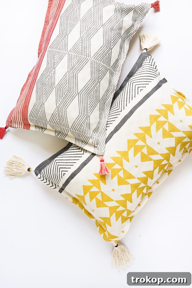 DIY Tasseled Throw Pillows by Ashley Rose of Sugar & Cloth, a top lifestyle blog in Houston, Texas
