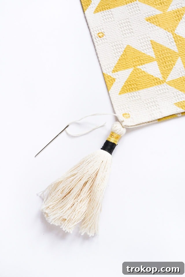 DIY Tasseled Throw Pillows by Ashley Rose of Sugar & Cloth, a top lifestyle blog in Houston, Texas