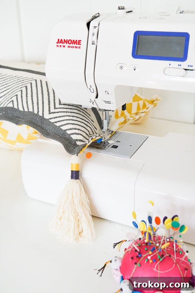 DIY Tasseled Throw Pillows by Ashley Rose of Sugar & Cloth, a top lifestyle blog in Houston, Texas