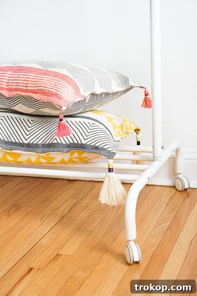 DIY Tasseled Throw Pillows by Ashley Rose of Sugar & Cloth, a top lifestyle blog in Houston, Texas