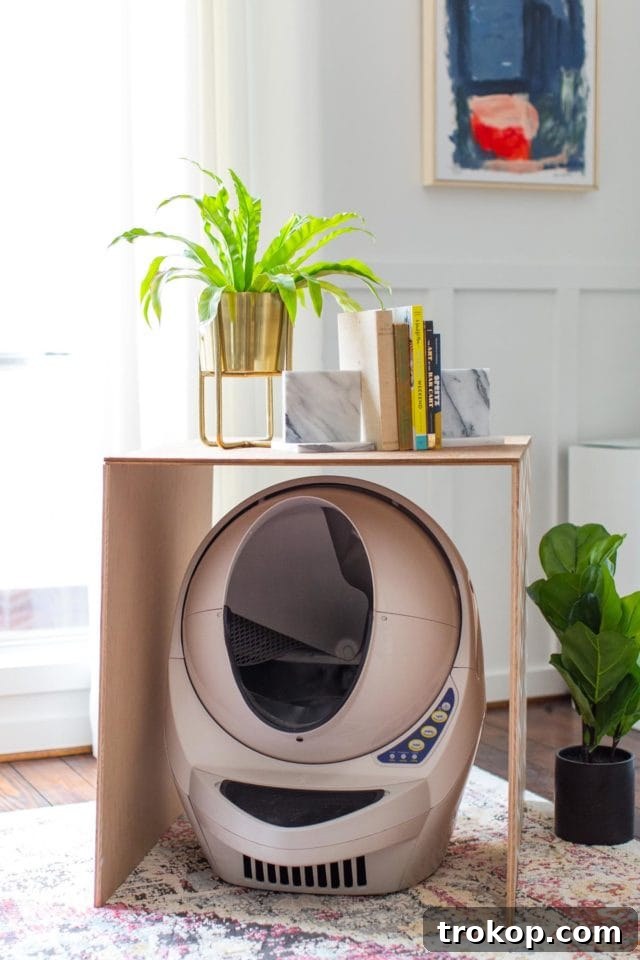 Stylish DIY Litter Box Hideaway 2 Patterned DIY Litter Box Cover by Top Houston Blogger Ashley Rose of Sugar & Cloth