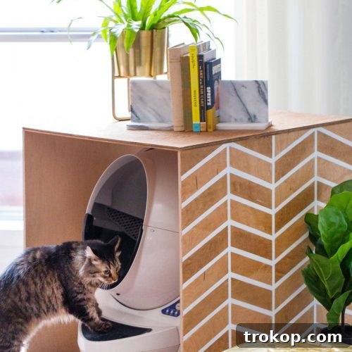 Stylish DIY Litter Box Hideaway 12 Patterned DIY Litter Box Cover by Top Houston Blogger Ashley Rose of Sugar & Cloth