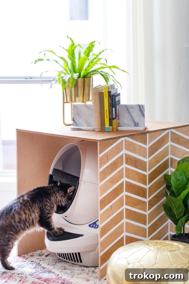 Stylish DIY Litter Box Hideaway 3 Patterned DIY Litter Box Cover by Top Houston Blogger Ashley Rose of Sugar & Cloth