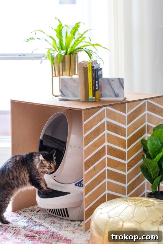 Stylish DIY Litter Box Hideaway 10 litter box cover tutorial