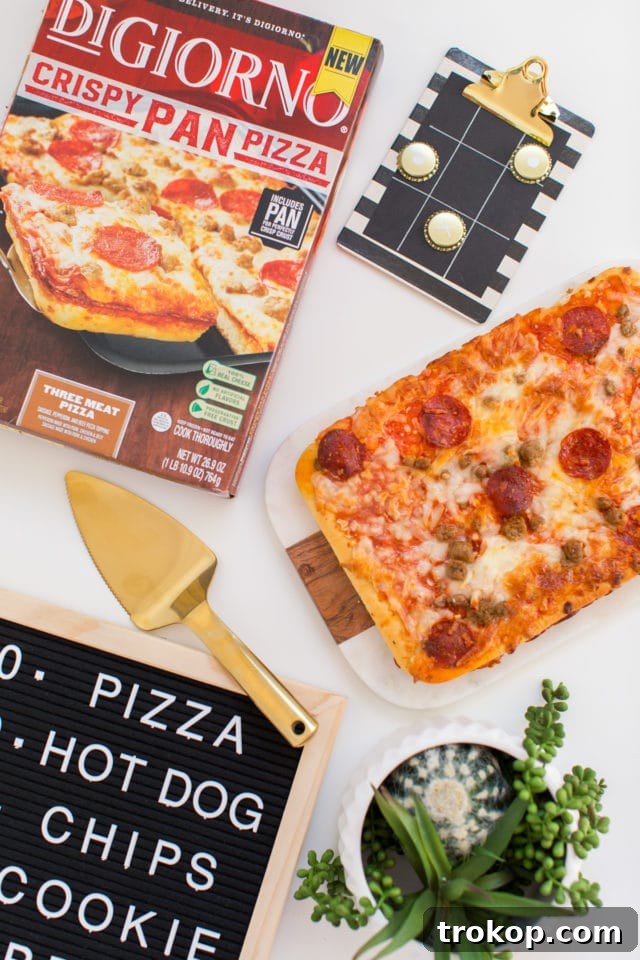 3 Game-Changing Ideas for Your Football Watch Party 3 Creative football watch party decorations including custom drink stirrers and themed pizza boxes, perfect for game day entertaining by Ashley Rose of Sugar & Cloth.