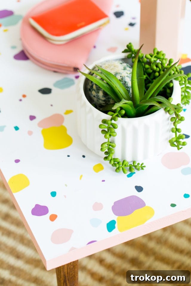 Stylish Faux Terrazzo Coffee Table DIY 8 Beautifully styled DIY Faux Terrazzo Coffee Table with decorative accessories