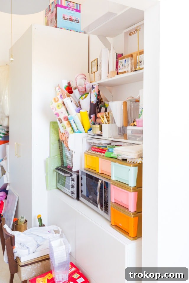 Streamlining Your Life with Jeffrey Phillips 7 View of a chaotic corner in the studio with boxes and materials
