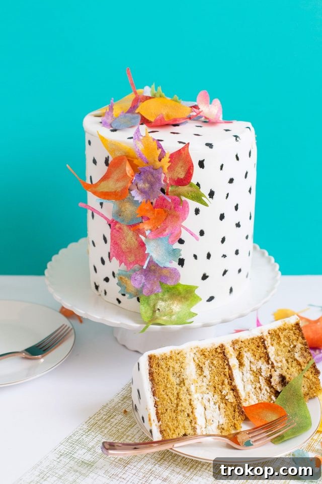 Spiced Chai Cake Adorned with Edible Foliage 2 Spiced Chai Cake with Edible Leaves