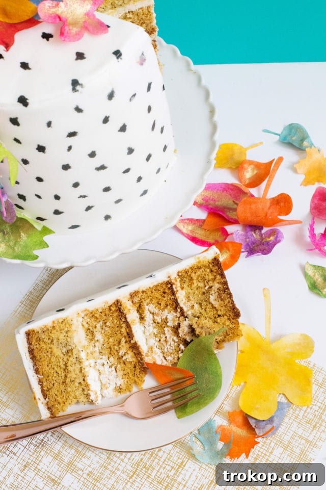 Spiced Chai Cake Adorned with Edible Foliage 3 Spiced Chai Cake decorated with edible leaves