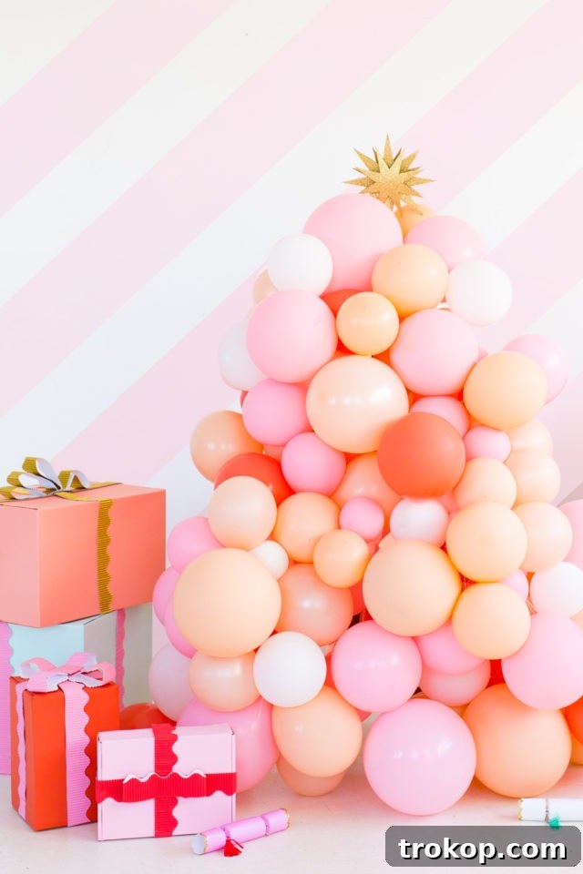Vibrant DIY Balloon Christmas Tree for holiday decor