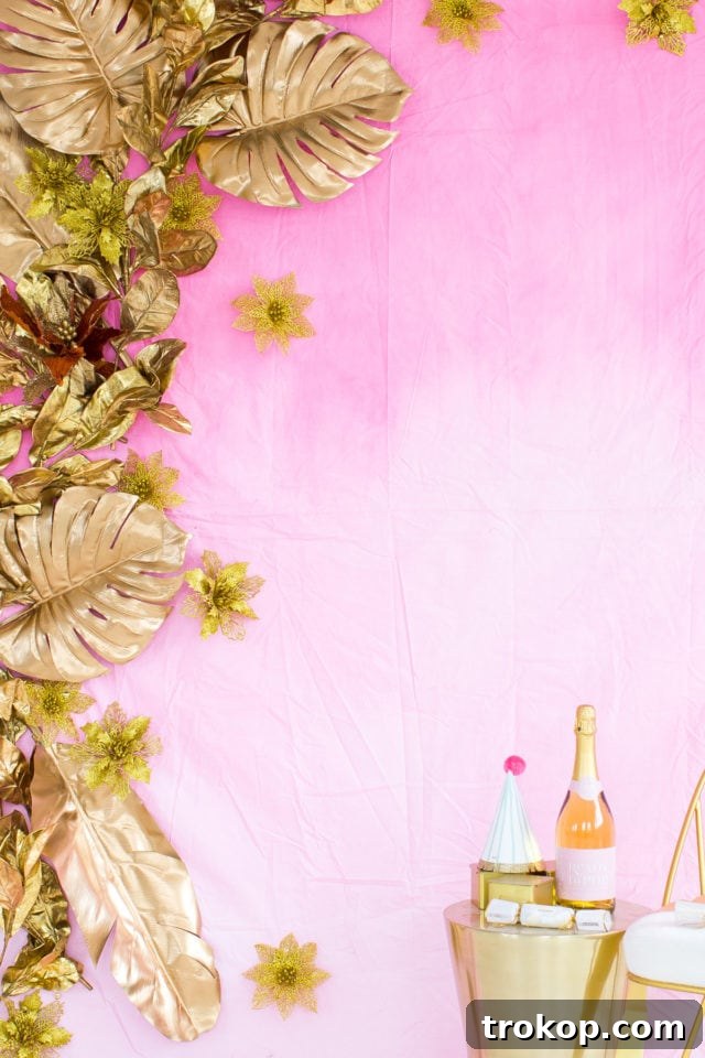 DIY Gold Leaf Photo Backdrop by top Houston Lifestyle blogger Ashley Rose of Sugar and Cloth