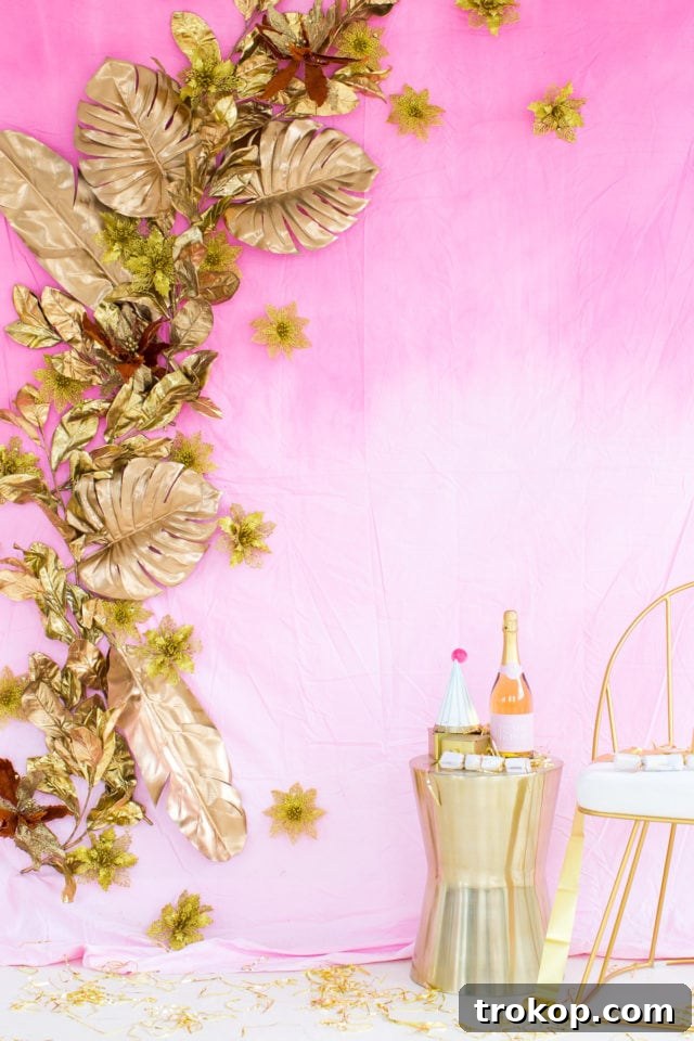 DIY Gold Leaf Photo Backdrop by top Houston Lifestyle blogger Ashley Rose of Sugar and Cloth