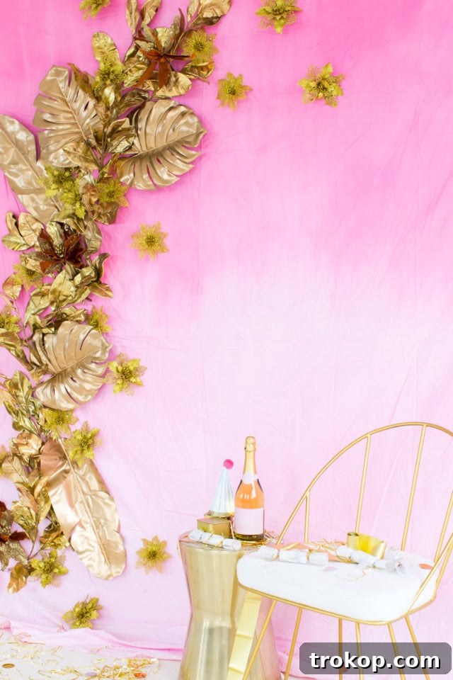 DIY Gold Leaf Photo Backdrop by top Houston Lifestyle blogger Ashley Rose of Sugar and Cloth