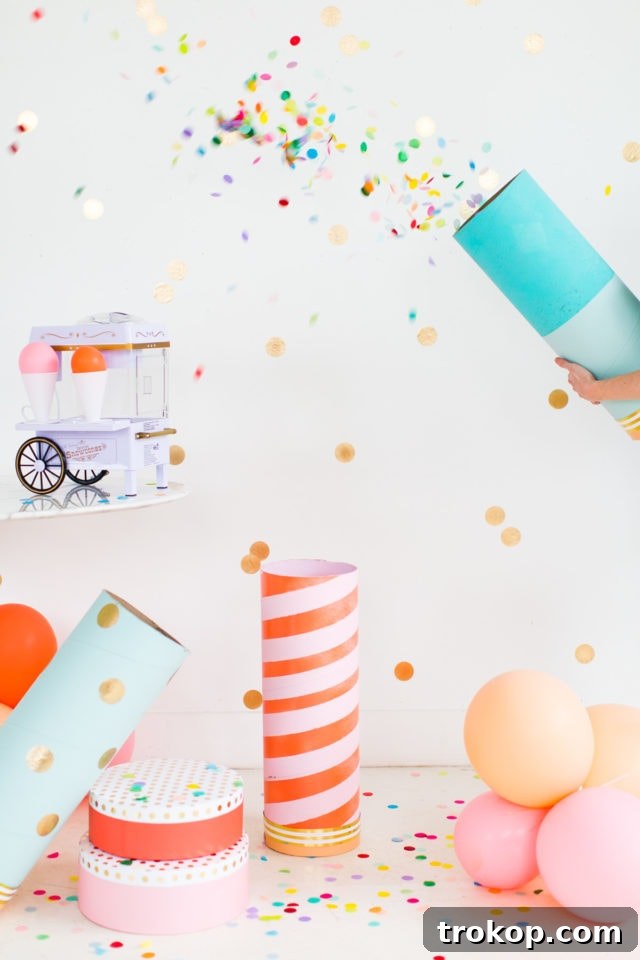 Epic DIY Confetti Blasts 14 Assortment of confetti poppers and party decorations