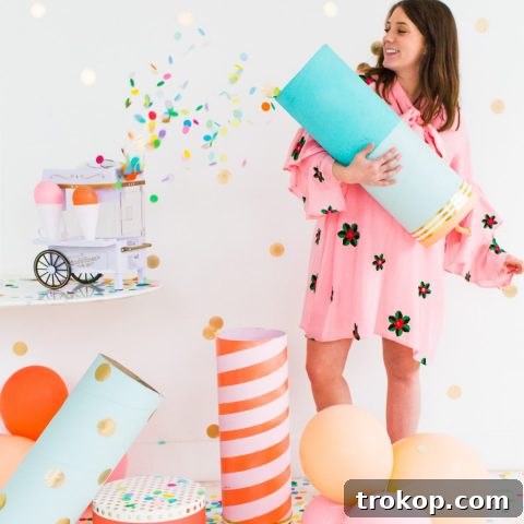 Jumbo Simple DIY Confetti Poppers by top Houston lifestyle blogger Ashley Rose of Sugar and Cloth