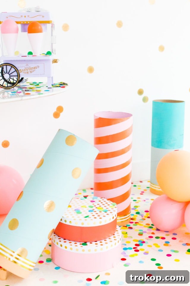 Epic DIY Confetti Blasts 4 All materials laid out for making jumbo confetti poppers