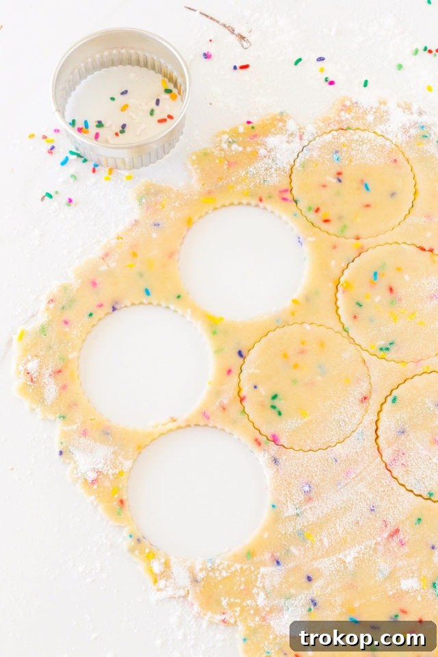 Magical Reindeer Funfetti Treats 3 Close-up of a decorated Funfetti Reindeer Cookie, showing sprinkles and edible eyes.