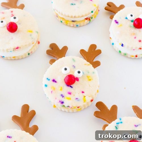 Magical Reindeer Funfetti Treats 8 Delicious Funfetti Reindeer Cookie Sandwiches ready for Christmas.