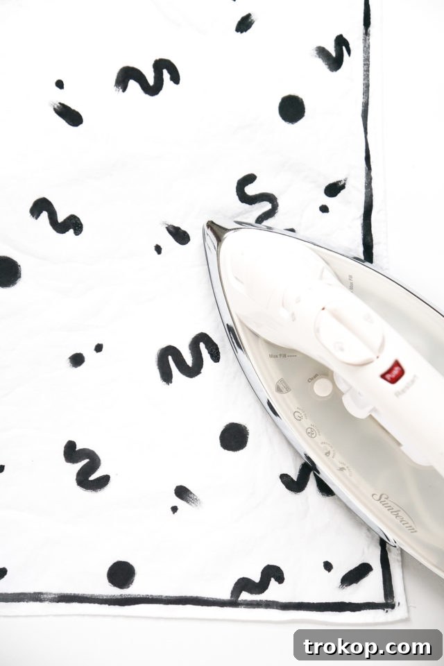 DIY Patterned Neckerchief: A No-Sew Project 7 Ironing to make sure it sticks