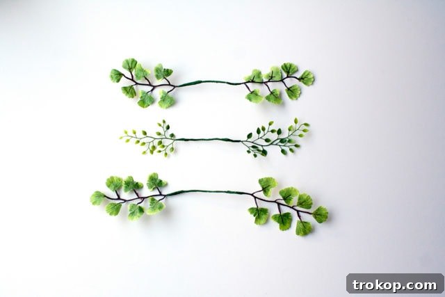 Shimmering Gold DIY: Wreaths & Garlands 6 Step 1: Cutting wire pieces and preparing artificial leaves for the golden wreath project.