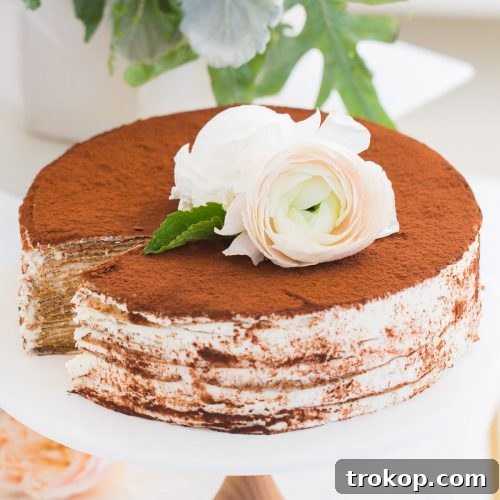 Baileys Tiramisu Crepe Cake by top Houston lifestyle blogger Ashley Rose of Sugar and Cloth for alcoholic desserts