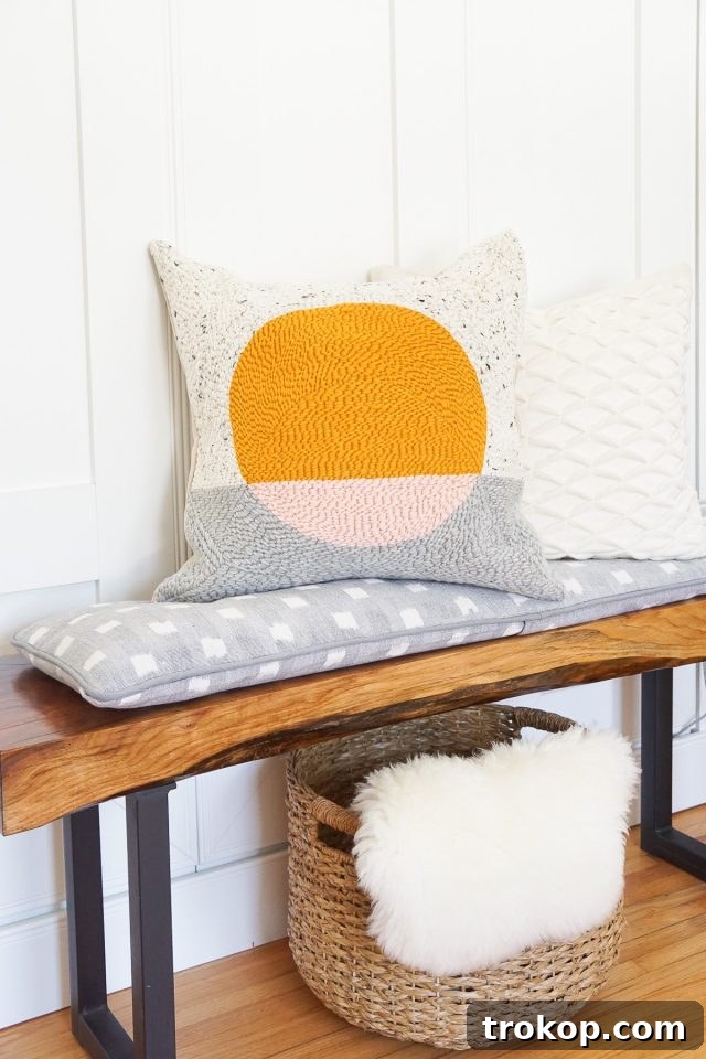 How to Make a Rug Hooked Pillow 2 Beautiful handmade rug hooked pillow showcasing a unique design, ready for cozy home decor.