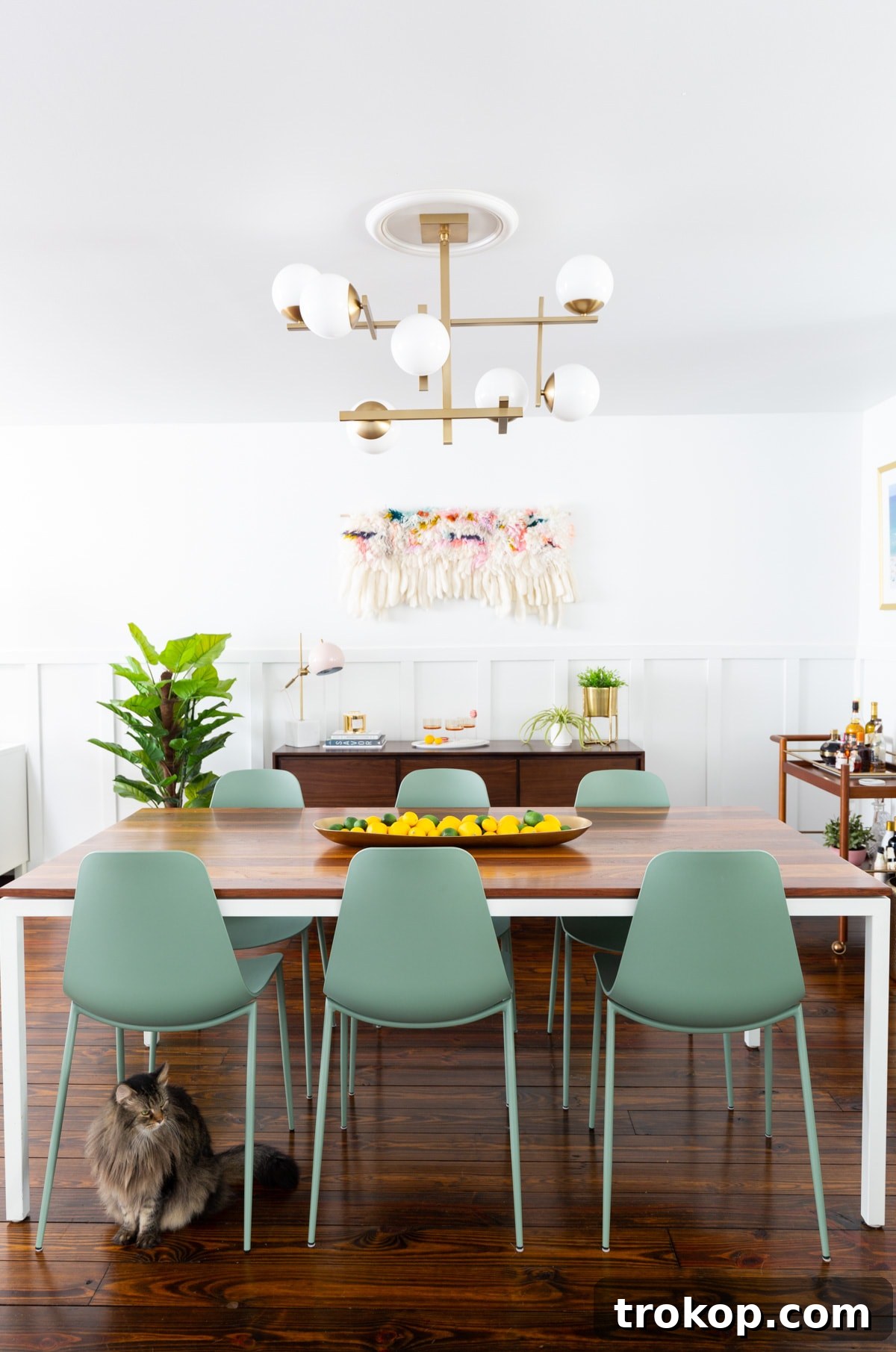Sugar & Cloth Casa: Our Dining Room Makeover Reveal! - Chandelier and Wall Weaving