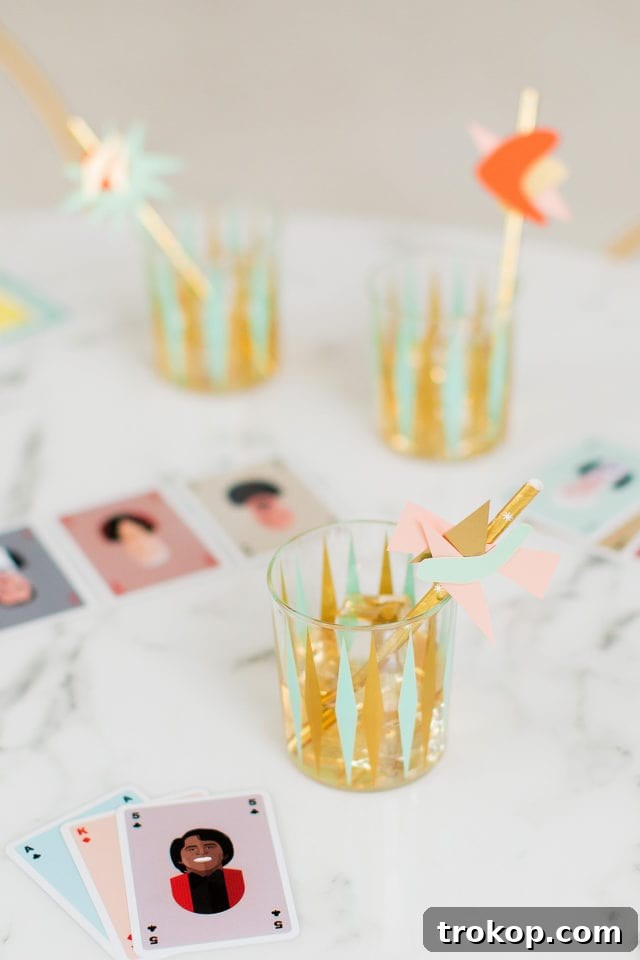 DIY Mid-Century Style Straw Stirrers 3 DIY Mid Century Straw Drink Stirrers by top Houston lifestyle blogger Ashley Rose of Sugar & Cloth