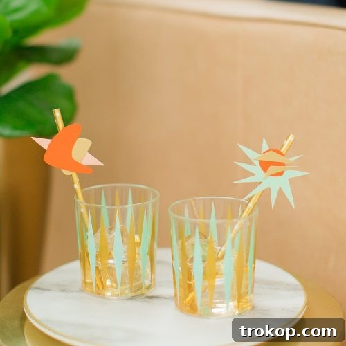 DIY Mid Century Straw Drink Stirrers by top Houston lifestyle blogger Ashley Rose of Sugar & Cloth