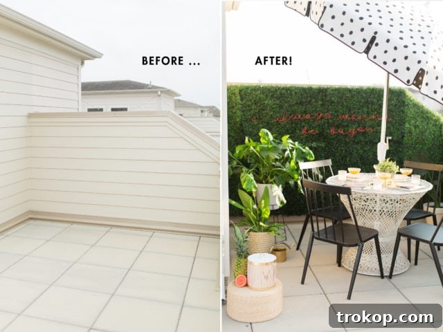 Elevated Escape: Our Downtown Rooftop Patio Unveiling 9 Rooftop Patio Before and After - Bayou Wall View