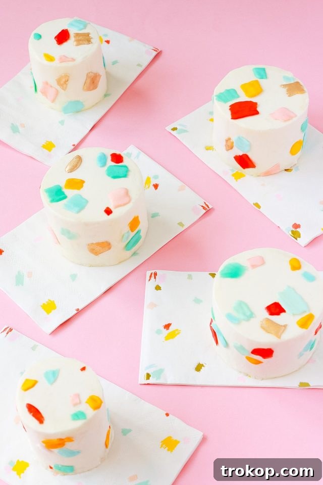 DIY Mini Confetti Print Cakes by top Houston lifestyle blogger Ashley Rose of Sugar and Cloth #recipe #diy #cake #entertaining #parties