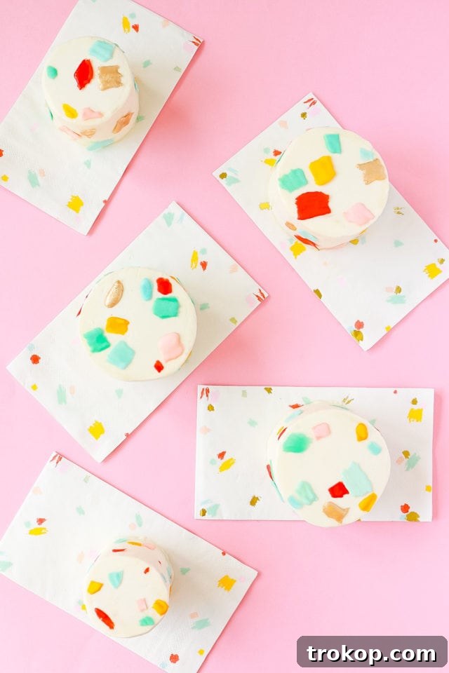 DIY Mini Confetti Print Cakes by top Houston lifestyle blogger Ashley Rose of Sugar and Cloth #recipe #diy #cake #entertaining #parties