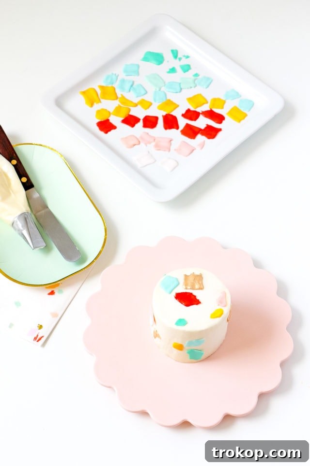 DIY Mini Confetti Print Cakes by top Houston lifestyle blogger Ashley Rose of Sugar and Cloth #recipe #diy #cake #entertaining #parties