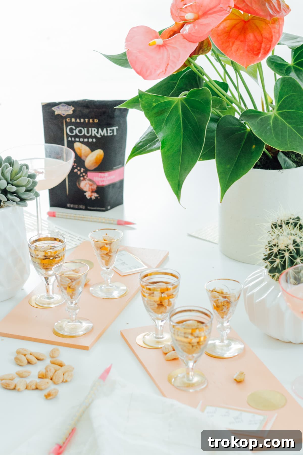 Elegant DIY tasting board setup with various almond flavors