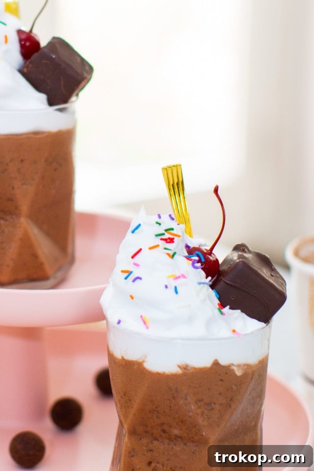 Rich Chocolate Salted Fudge Truffle Dairy-Free Milkshake, a creamy vegan treat perfect for dessert lovers