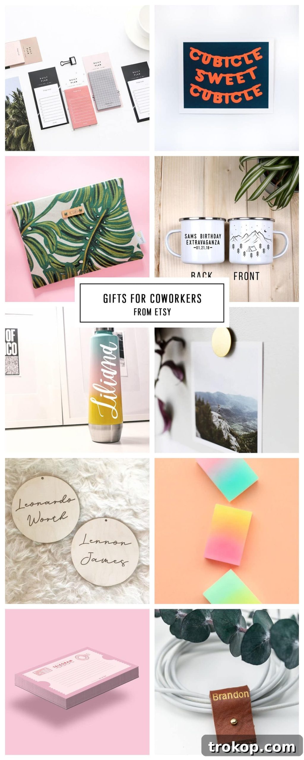 Complete Etsy Gift Guide for Coworkers Under $75, featuring professional and thoughtful holiday gift ideas curated by Houston lifestyle blogger Ashley Rose of Sugar and Cloth. Perfect for Christmas presents and entertaining. Keywords: gift guide, christmas, entertaining, holiday gifts, presents, gifts for coworkers, office gifts.
