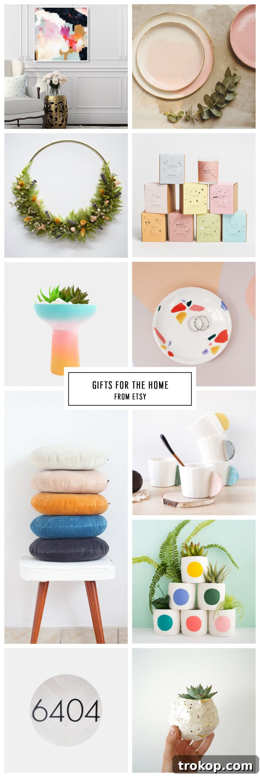 Complete Etsy Gift Guide for the Home Under $75, featuring stylish and unique home decor holiday gift ideas curated by Houston lifestyle blogger Ashley Rose of Sugar and Cloth. Perfect for Christmas presents and entertaining. Keywords: gift guide, christmas, entertaining, holiday gifts, presents, home decor gifts, housewarming gifts.