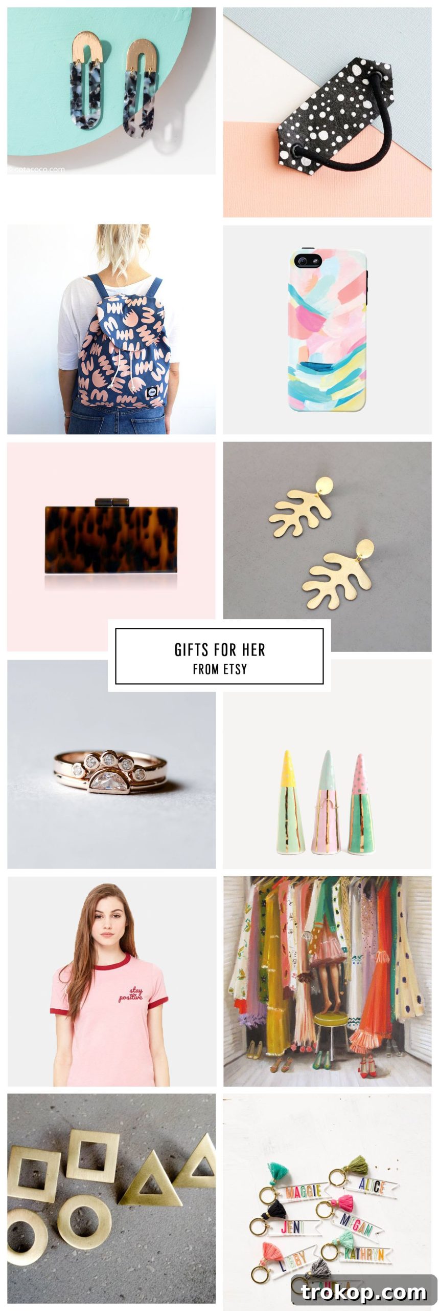 Complete Etsy Gift Guide for Her Under $75, featuring stylish and unique holiday gift ideas curated by Houston lifestyle blogger Ashley Rose of Sugar and Cloth. Perfect for Christmas presents and entertaining. Keywords: gift guide, christmas, entertaining, holiday gifts, presents, gifts for her.