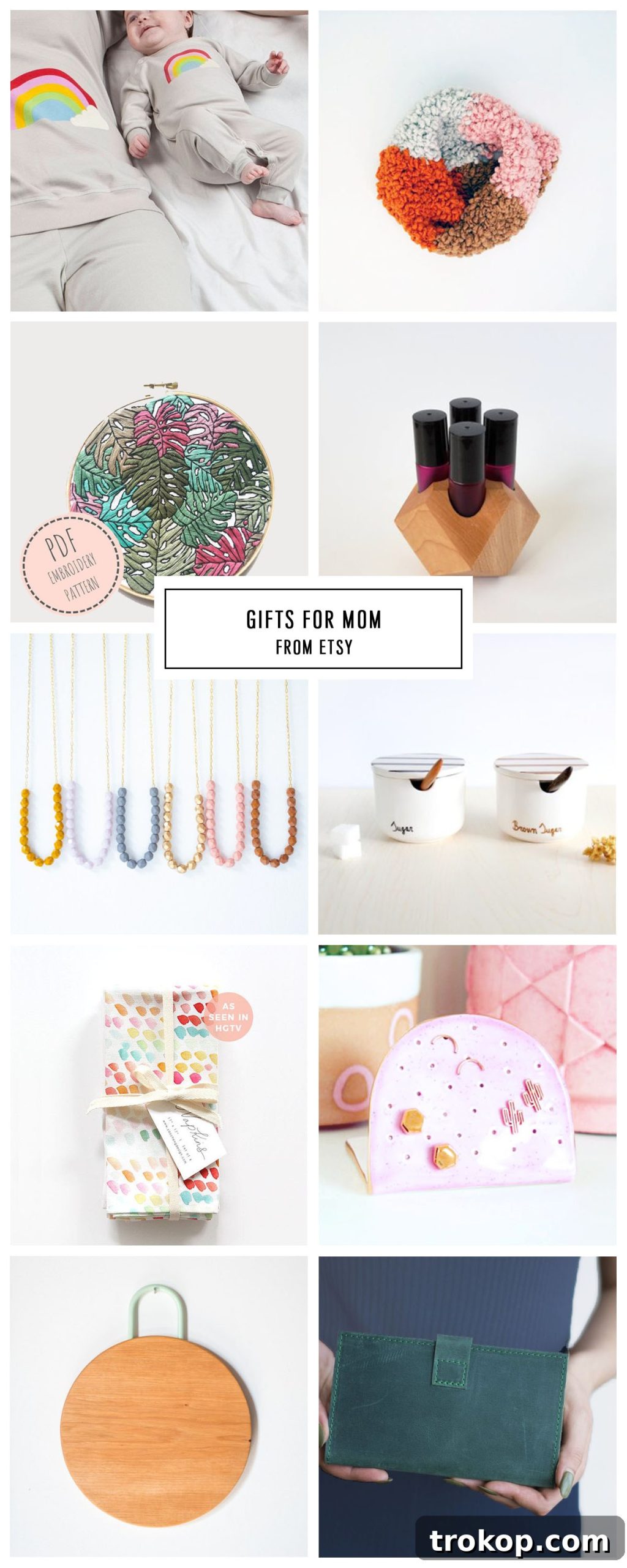 Complete Etsy Gift Guide for Mom Under $75, featuring heartwarming and practical holiday gift ideas curated by Houston lifestyle blogger Ashley Rose of Sugar and Cloth. Perfect for Christmas presents and entertaining. Keywords: gift guide, christmas, entertaining, holiday gifts, presents, gifts for mom.