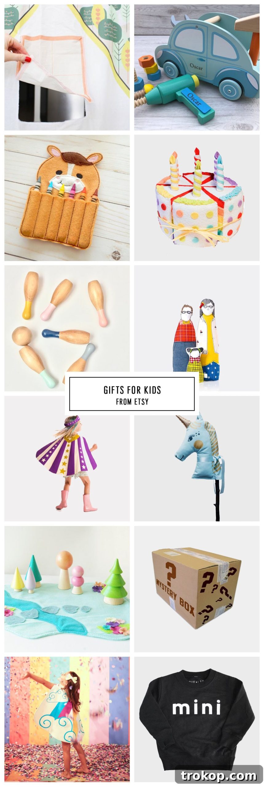 Complete Etsy Gift Guide for Kids Under $75, featuring fun and educational holiday gift ideas curated by Houston lifestyle blogger Ashley Rose of Sugar and Cloth. Perfect for Christmas presents and entertaining. Keywords: gift guide, christmas, entertaining, holiday gifts, presents, gifts for kids.